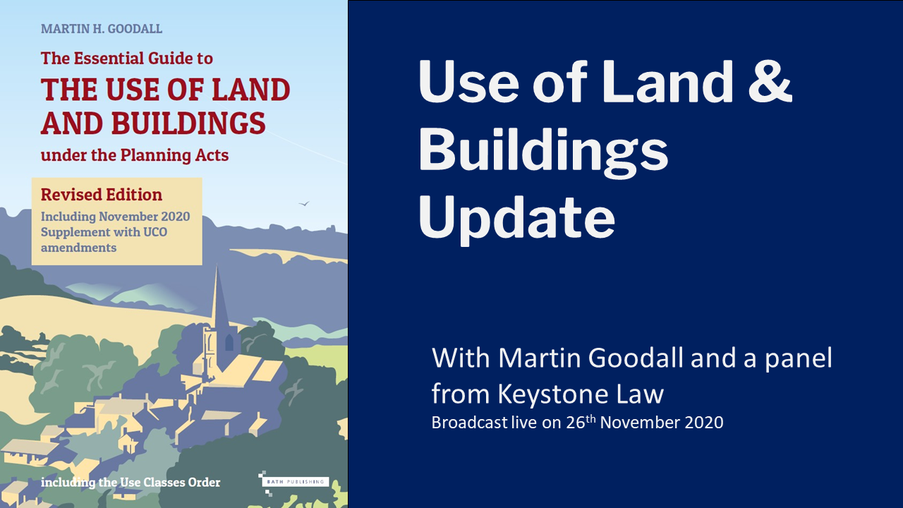 Use of Land and Buildings Update (webinar recording)